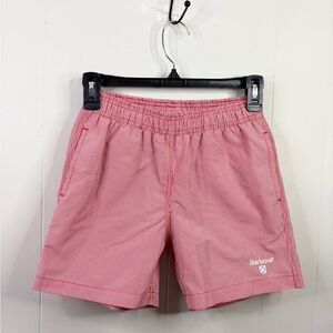 Barbour kids boys check gingham printed swim shirt size 8/9 (M) red white preppy